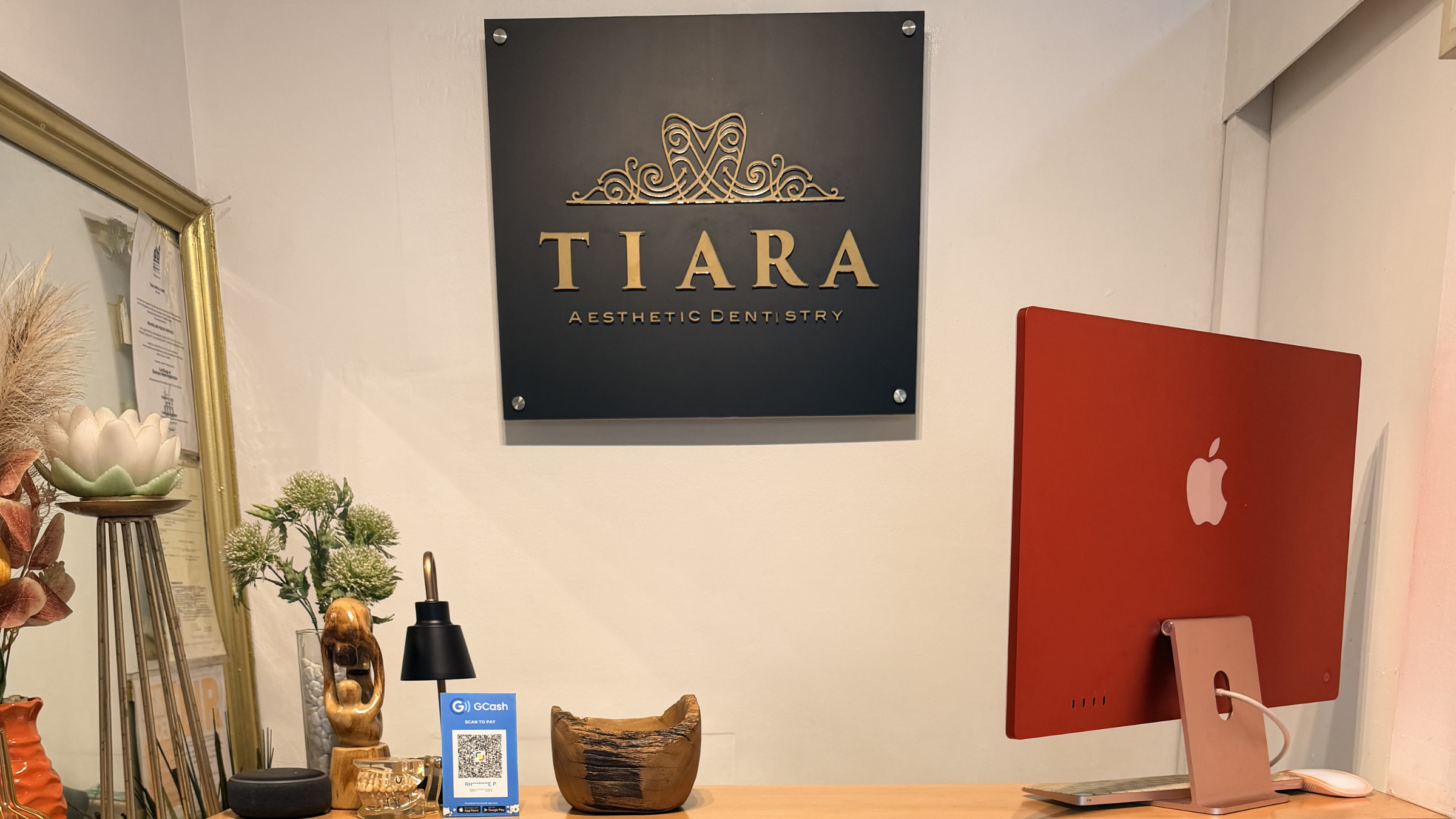 Reception at Tiara Dental Clinic, an appointment-only cosmetic dental clinic in Cubao, Quezon City